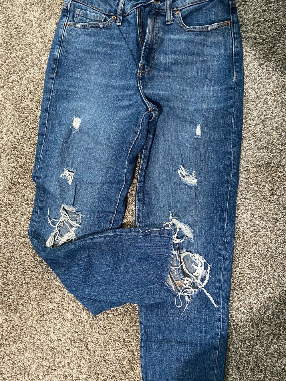 Old Navy Distressed Skinny Jeans in Dark Blue Denim